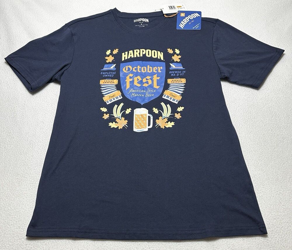 HARPOON October Fest T-Shirt Short Sleeve Men Unisex Shirt Navy NWT Size Small